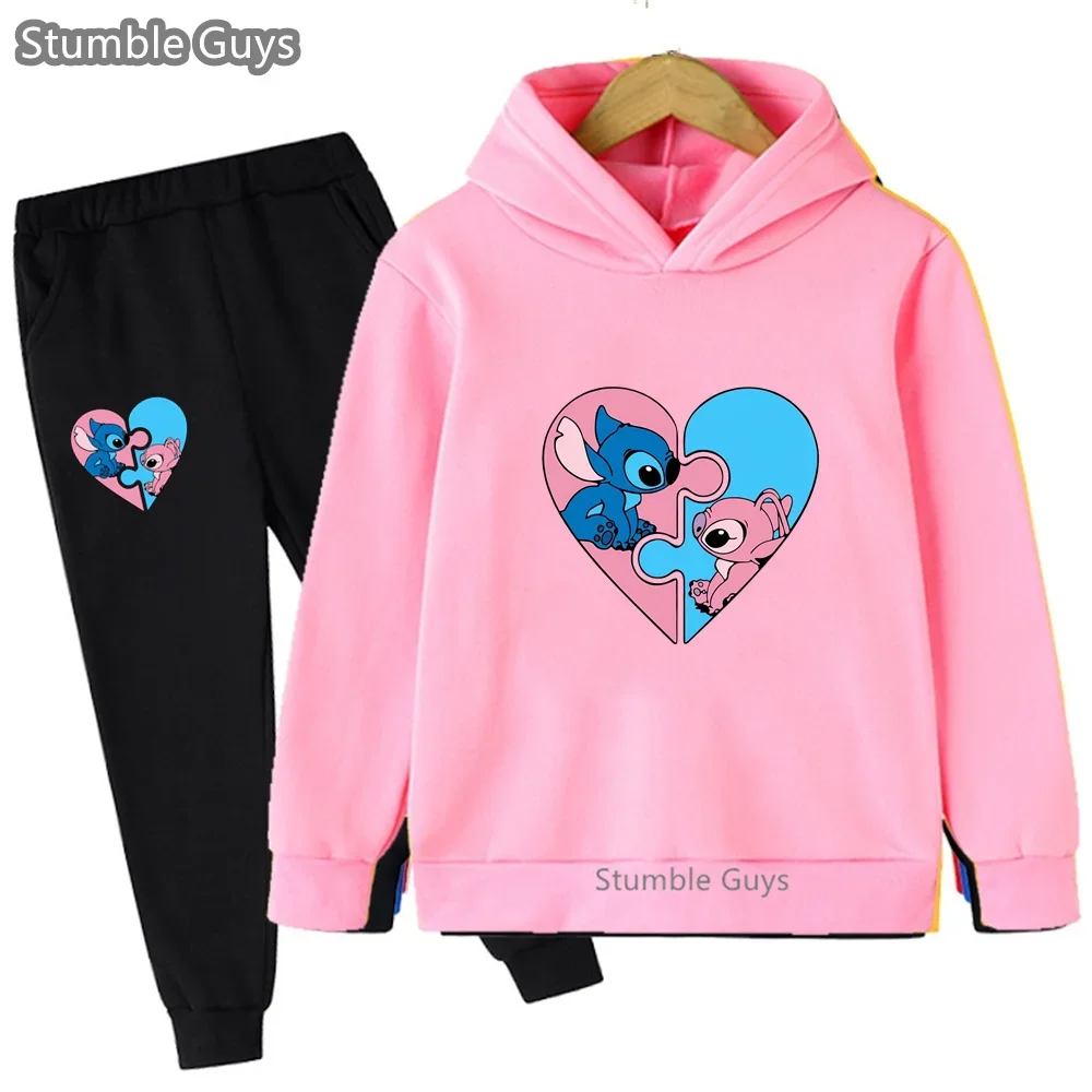 Disney Anime Stitch Hoodie Set Girls Children Cartoon Clothes Kid Boys Lilo Stitch Sweatshirt Manga Hoody Baby Casual Tops - Image 2