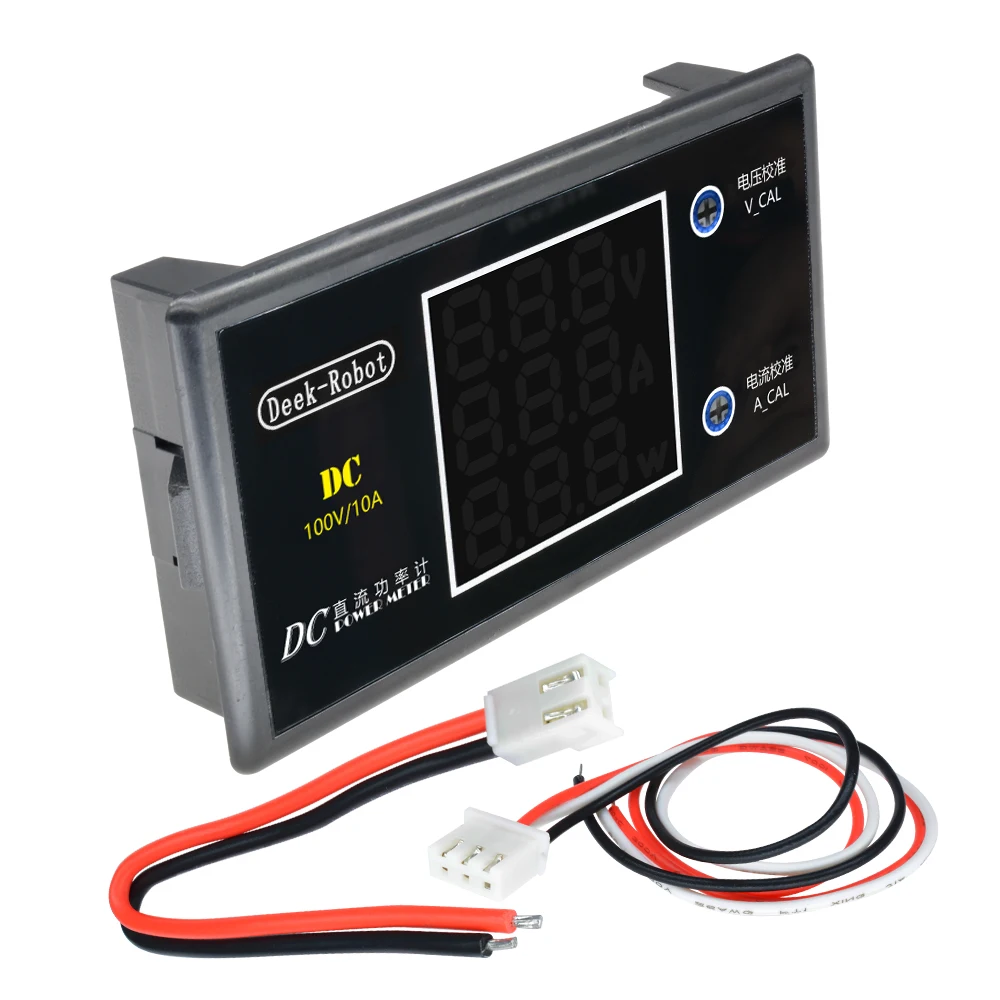 Voltmetro Ampermetro Wattmetro DC 0-100V 10A 1000W Con Display LED 4 Cifre (Rosso/Verde/Blu)