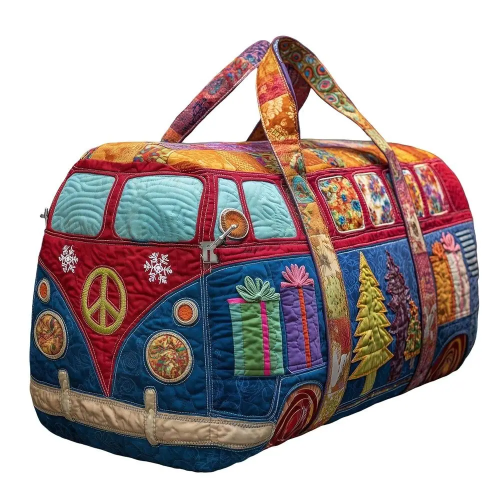 Borsa da Viaggio Trapuntata in Cotone con Design 3D, Stile Hippie, Borsone con Motivo a Rana, Borsa Boho per Pernottamento e Palestra - immagine 5