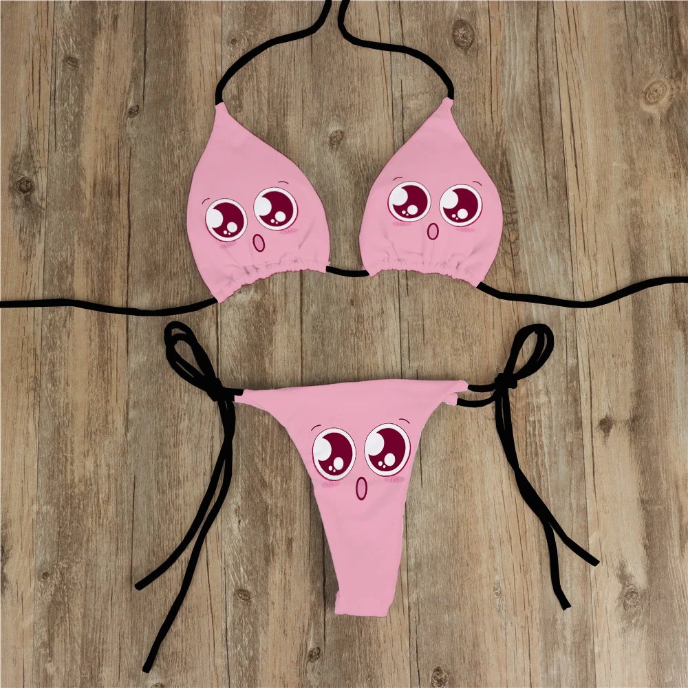 Personal 3D printed swimwear DIY bikini two-piece suit push-up padded bra thong two-piece swimsuit beachwear