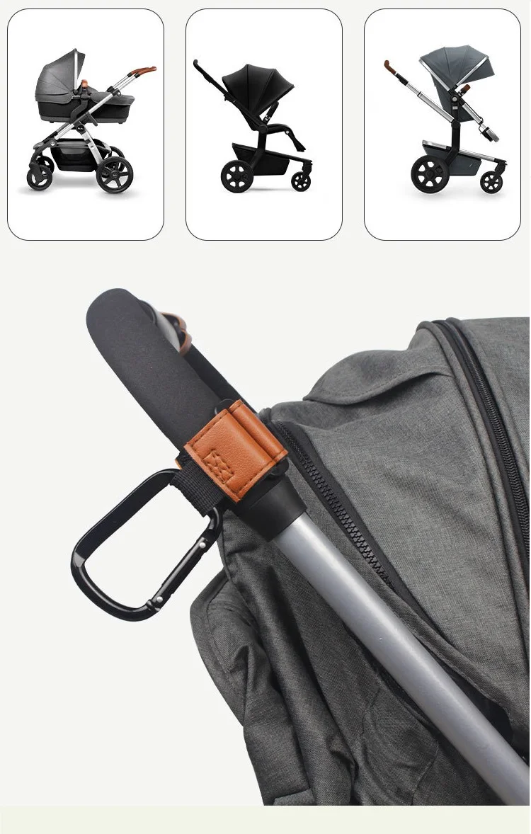 

Baby Stroller Hook PU Leather Adjustable Pram Rotate 360 Degree Stroller Organizer Diaper Bag Hanger