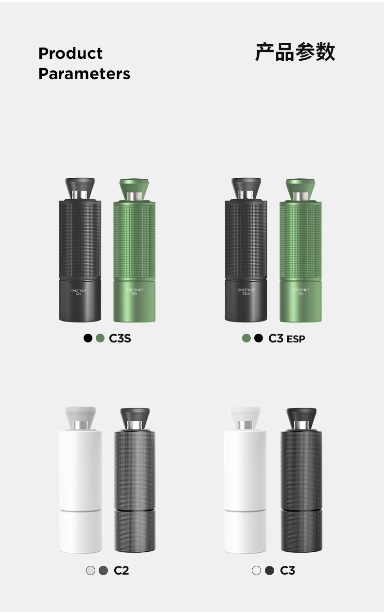 S66e7db5f5dd049afbcd95116d37a33c3Q TIMEMORE Chestnut C2 C3 Manual Coffee Grinder S2C Burr Inside High Quality Portable Hand Grinder with Dual Bearing Positioning