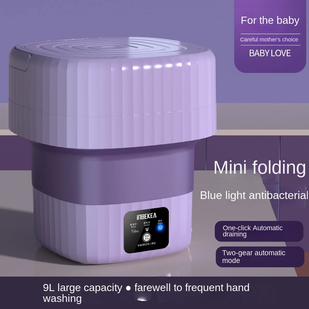 

9L Household Small Folding Washing Machine Student Dormitory Underwear Socks Mini Washing Machine Portable Washing Bucket Gift