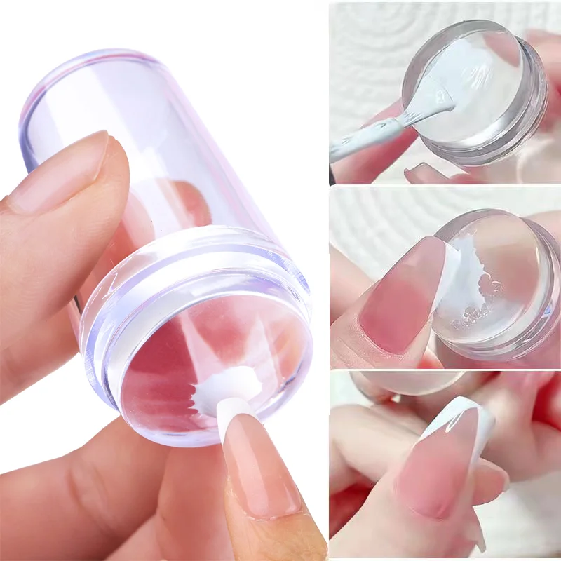 Double Head Nail Clear Silicone Seal UV Gel Transfer Template Transparent Stamps French Nails Tools Manicure Accessories