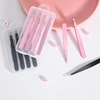 Pink 2/4Pcs High-Quality Eyebrow Tweezer Hair Beauty Fine Hairs Puller Stainless Steel Slanted Brow Clips Removal Makeup Tools 3