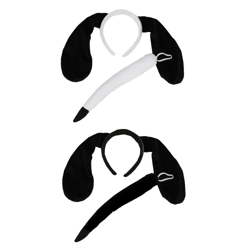 Bunny Ears Headband Plush Dog Ears Headwear Costume Cosplay Hair Accessory