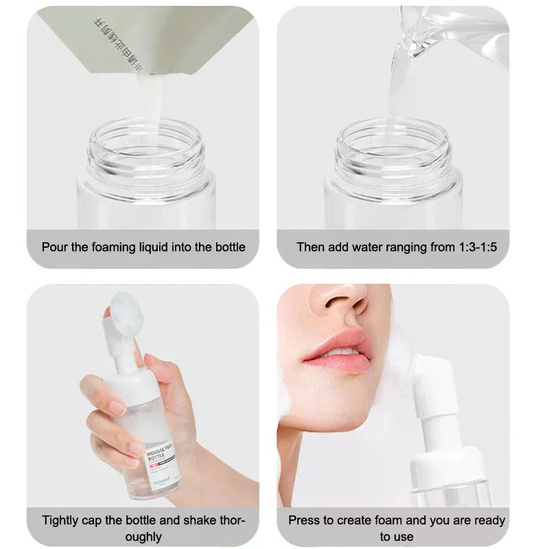 Foaming Pump Bottle with Silicone Brush Head for Face Cleansing - Available in Multiple Sizes
