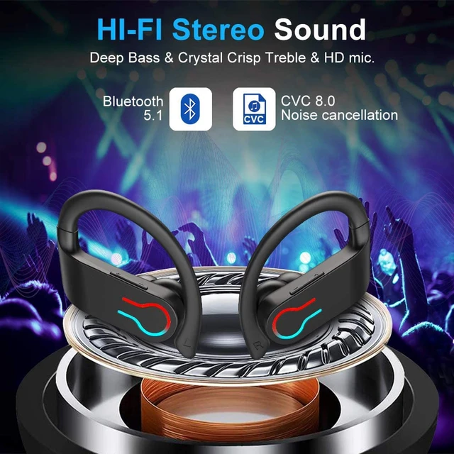 Ecouteurs Bluetooth sans Fil Sport, Ecouteurs sans Fil Hi-FI Stéréo avec HD  Micro, CVC 8.0 Réduction de Bruit Oreillette Bluetooth 5.3, Casque