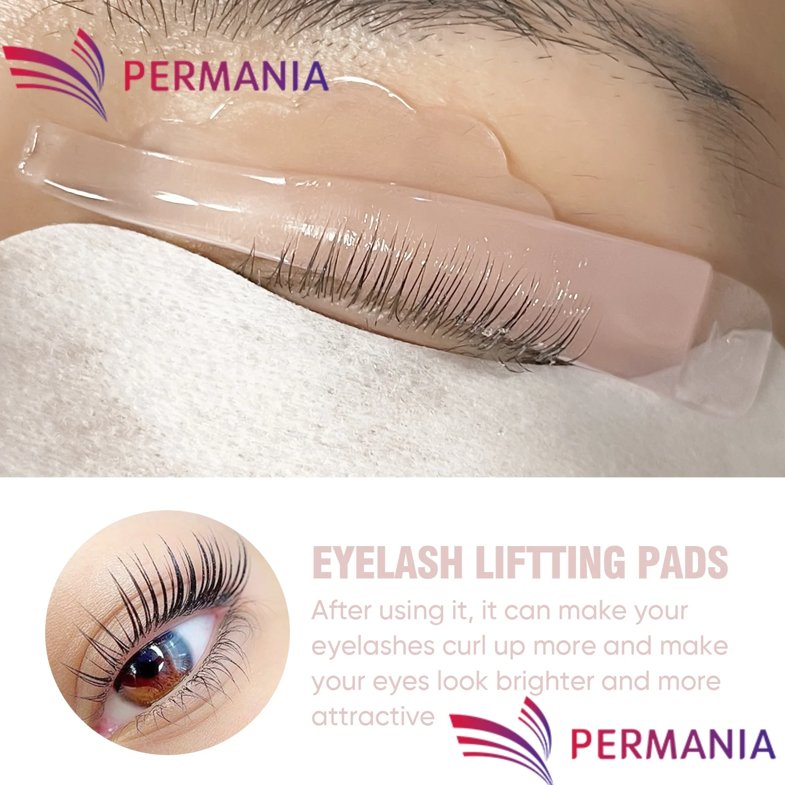 PERMANIA 4 Pairs U Curl Silicone Eyelash Perm Pads Sticky Lashes Rods Shield Lifting 3D Eyelash Curler Accessories Makeup Tools