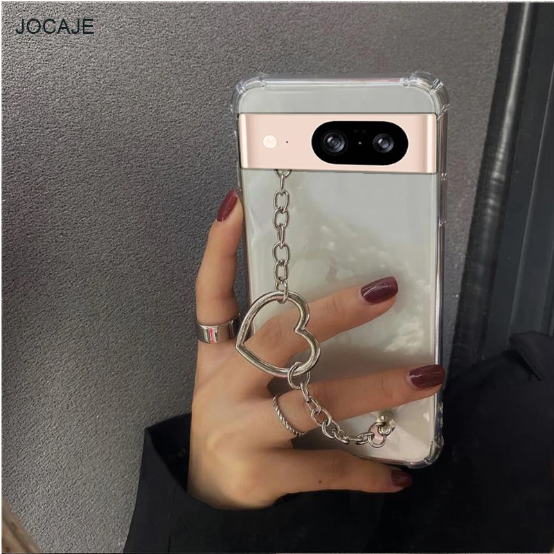 Clear Transparent Wrist Strap Case with Love Heart Bracelet - Soft Cover