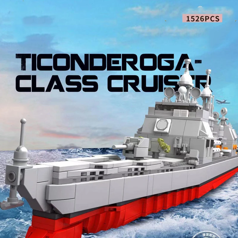 

World War II Military Model Series Ticonderoga-Class Guided-Missile Cruiser Collection Model Building Blocks Bricks Toys