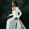Elegant Mermaid Wedding Dress Women Long Sleeves Square Collar Open Back Satin Customized Bridal Gown Vestidos De Novia 1
