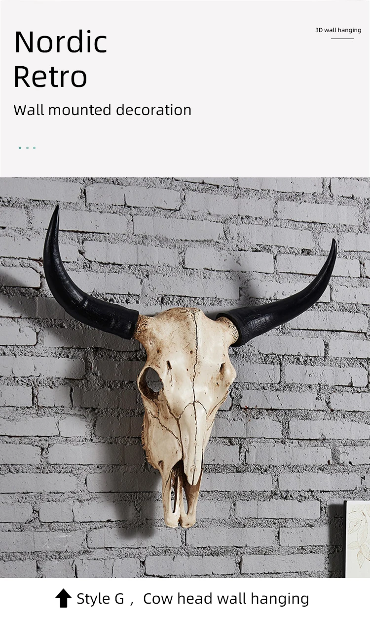 Künstliche Kuh Schädel Schaf Schädel Wand Dekor handgemachte Bauernhaus Dekor Wand Skulptur für Home Bar Restaurant Dekoration – Detail 4