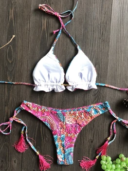 2022 Sexy Bikini Floral Print Swimwear String Bikini Set Push Up Swimsuit Bikinis Women Biquini Beach Bathing Suit Women 2