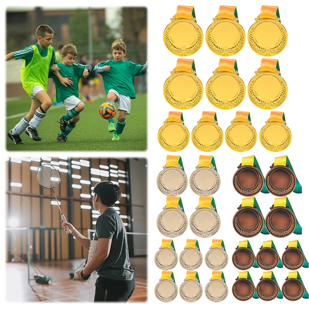 10Pcs Gold/Silver/Bronze Medal Metal Winner Medals with Neck Ribbon Competition Prize Medals 5.2cm for Talent Show Party Race