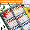25/31/37pcs Acrylic Paint Set, Professional 12/18/24 Bulk Vibrant Pigment Acrylic Color 0.17oz Tubes Kit with 7pcs Painting Brus 6