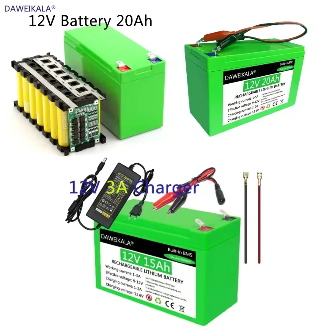 Новый 12В 20ач 18650 3S6P Встроенный ток 20A перезаряжаемый литиевый аккумулятор для электромобиля спрей аккумулятор + 3A зарядное устройство