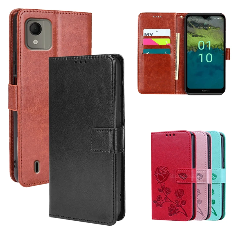 

Vintage Leather Wallet Cover For Coque Nokia C110 Case Etui Book Stand Magneitc Phone Cases For Funda Nokia C110 C 110 4G чехол