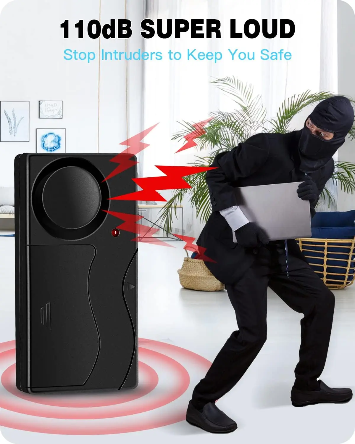 Security alarm Camluxy Anti-Theft 110db Loud Door and Window Alarm Wireless Vibration Remote Control Bicycle Sensors