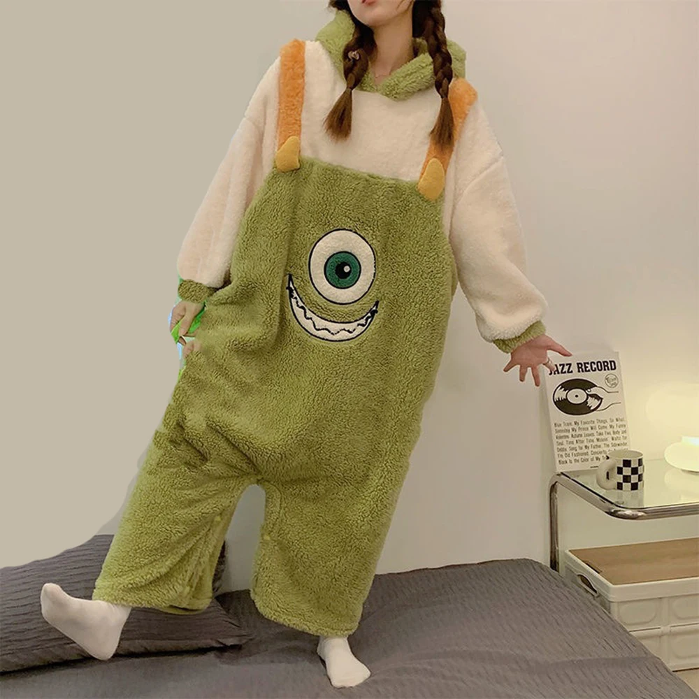 Fluffy Long Plush Kigurumi Animal Adults Onesies Cartoon One-Piece Pajamas Set Anime Cosplay Costume Plus Size Flannel Jumpsuits
