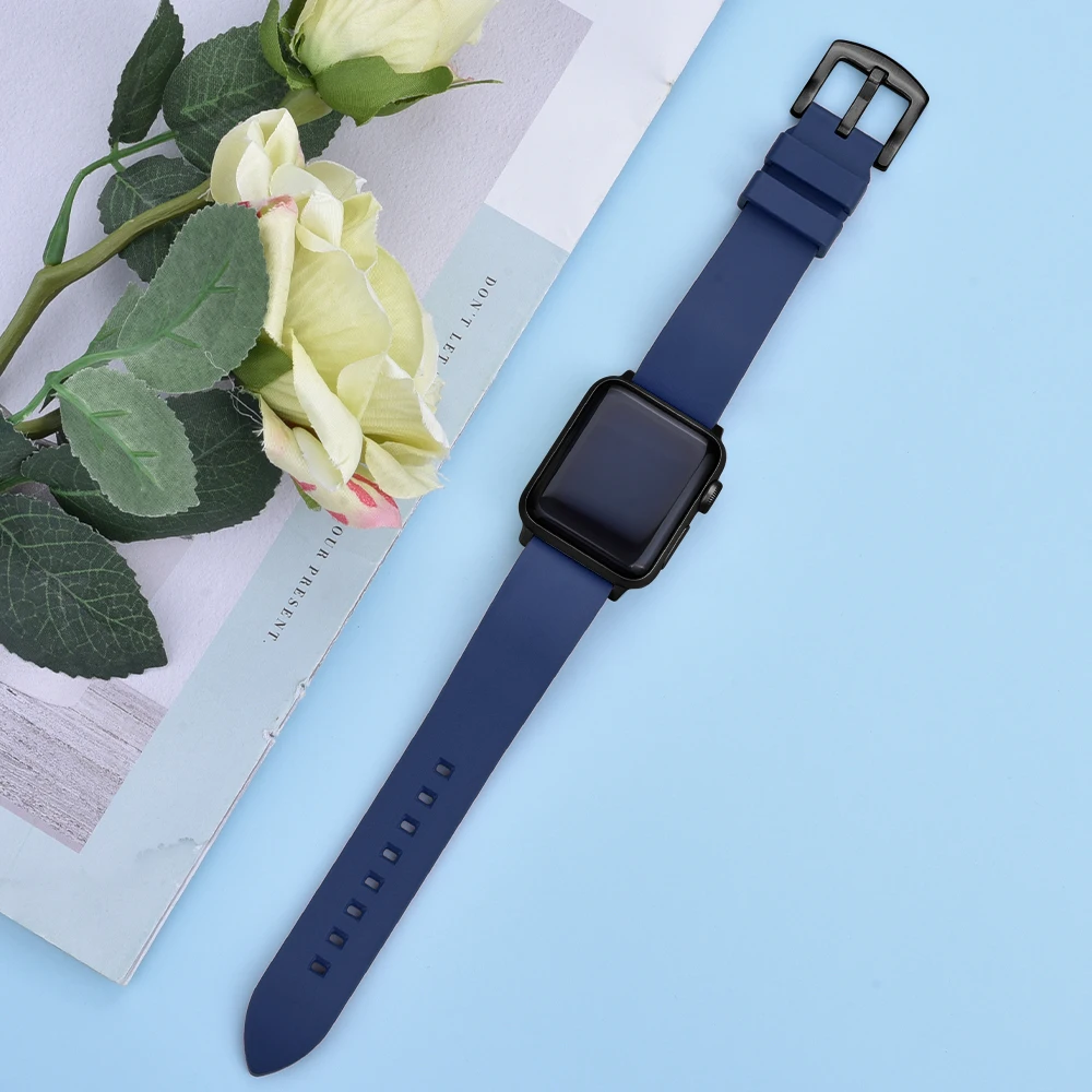 FKM 고무 시계 밴드 7 SE 6 5 4 38mm 42mm Correa 팔찌 시계 액세서리 iwatch 40mm 44mm 41mm 45mm