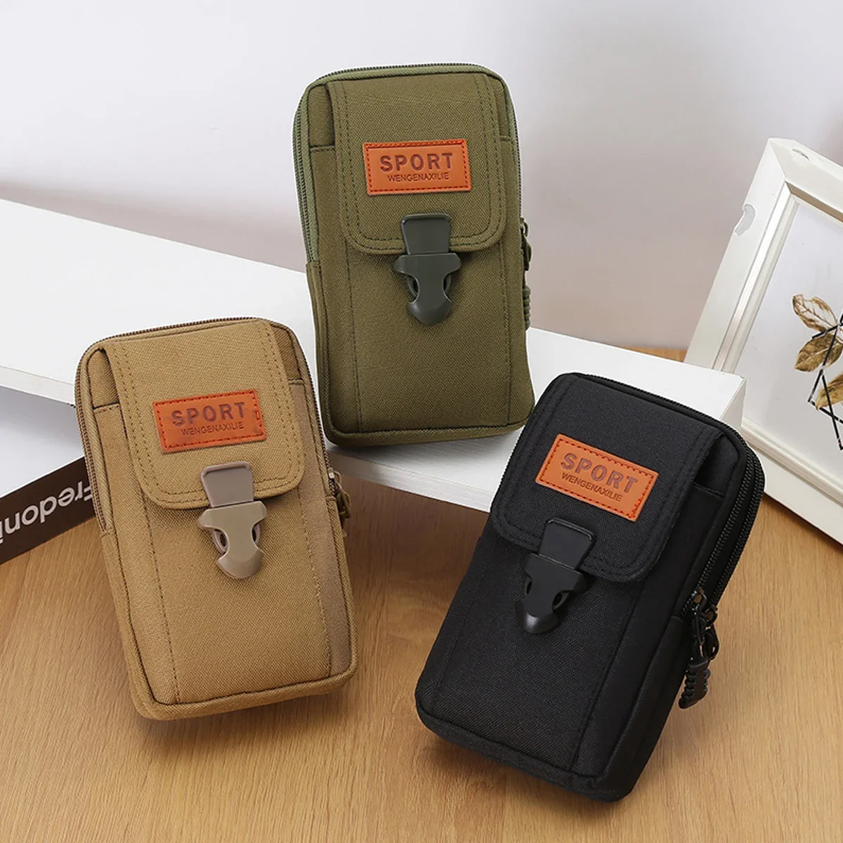 Vertical Waist Bag, Man Belt Pouch Mobile Phone Bags for Men Phone Holster Case Molle Pack, Small Tactical Duty Belt Storage Bag