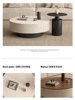 Table basse ronde moderne avec rangement dissimulé, table d'appoint minimaliste avec plateau rotatif et base robuste pour salon 4