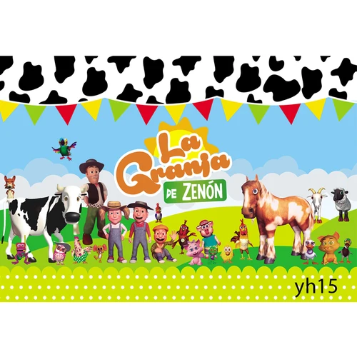 사용자 정의 La Granja De Zenon 배경 어린이 첫 번째 생일 사진 스튜디오 녹색 잔디 농장 헛간 동물 트랙터 사진 배경 5