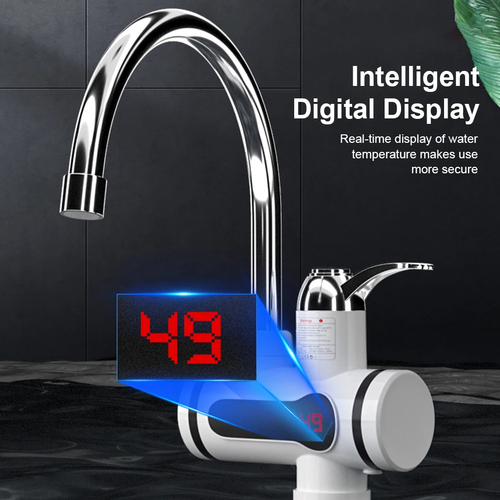 

3000W Electric Hot Water Heater Faucet 220V Fast Heating Kitchen Tap Water Faucet with LED Digital Display for Kitchen Bathroom
