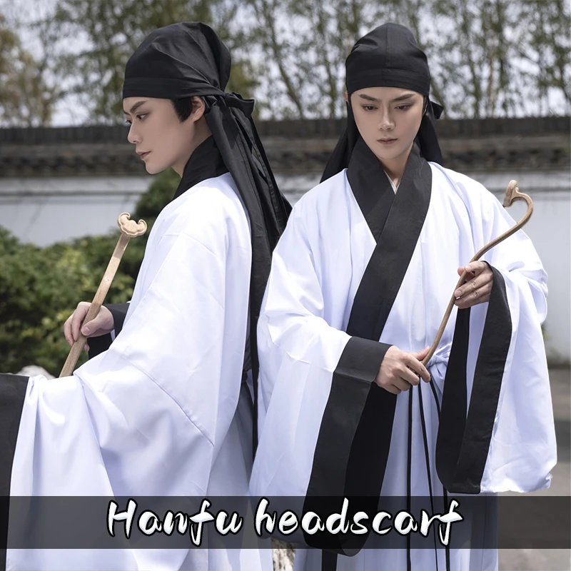 

Unisex Black Ming Dynasty Hanfu Hat Adult Long Scarf Cap Ancient Chivalrous Swordsman Warrior Hero Cosplay Accessories