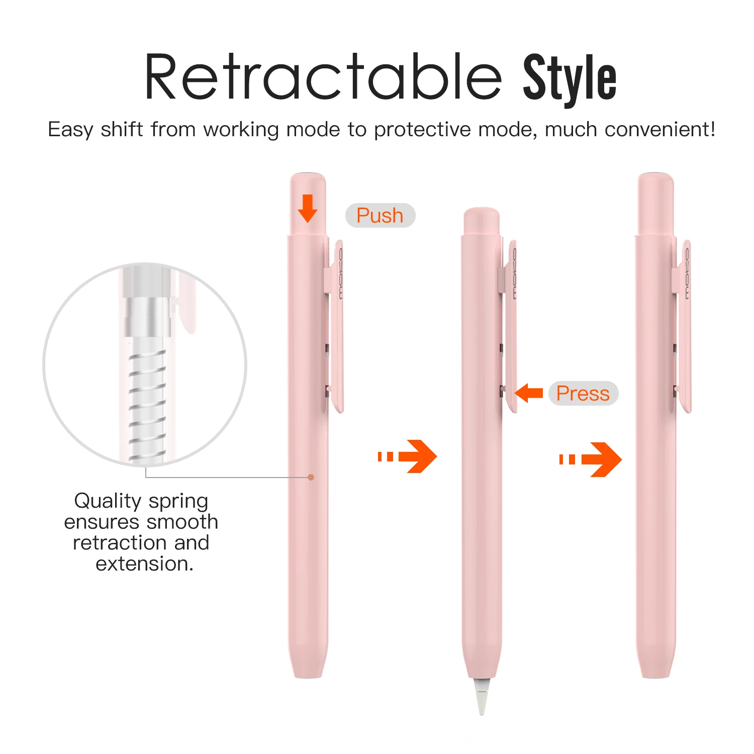 MOKO Retractable Protective Sleeve with Clip for Apple Pencil 1st Generation