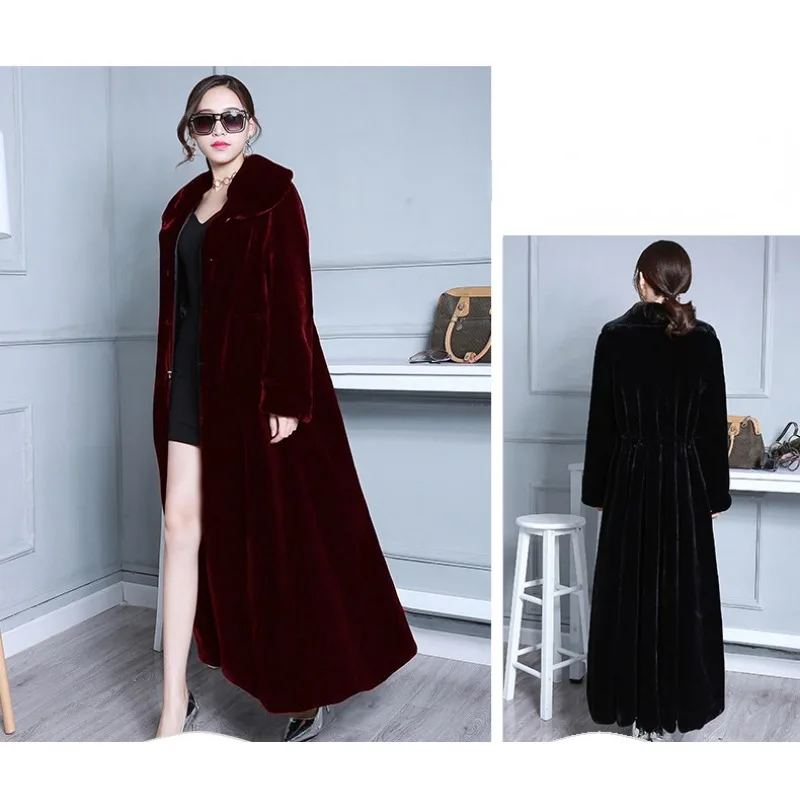 Winter Long Fur Coat Women Warm Thick Faux Fur Jacket Fluffy Jacket Luxury Brand Chic Long Coat Buttons Long Sleeve Outerwear