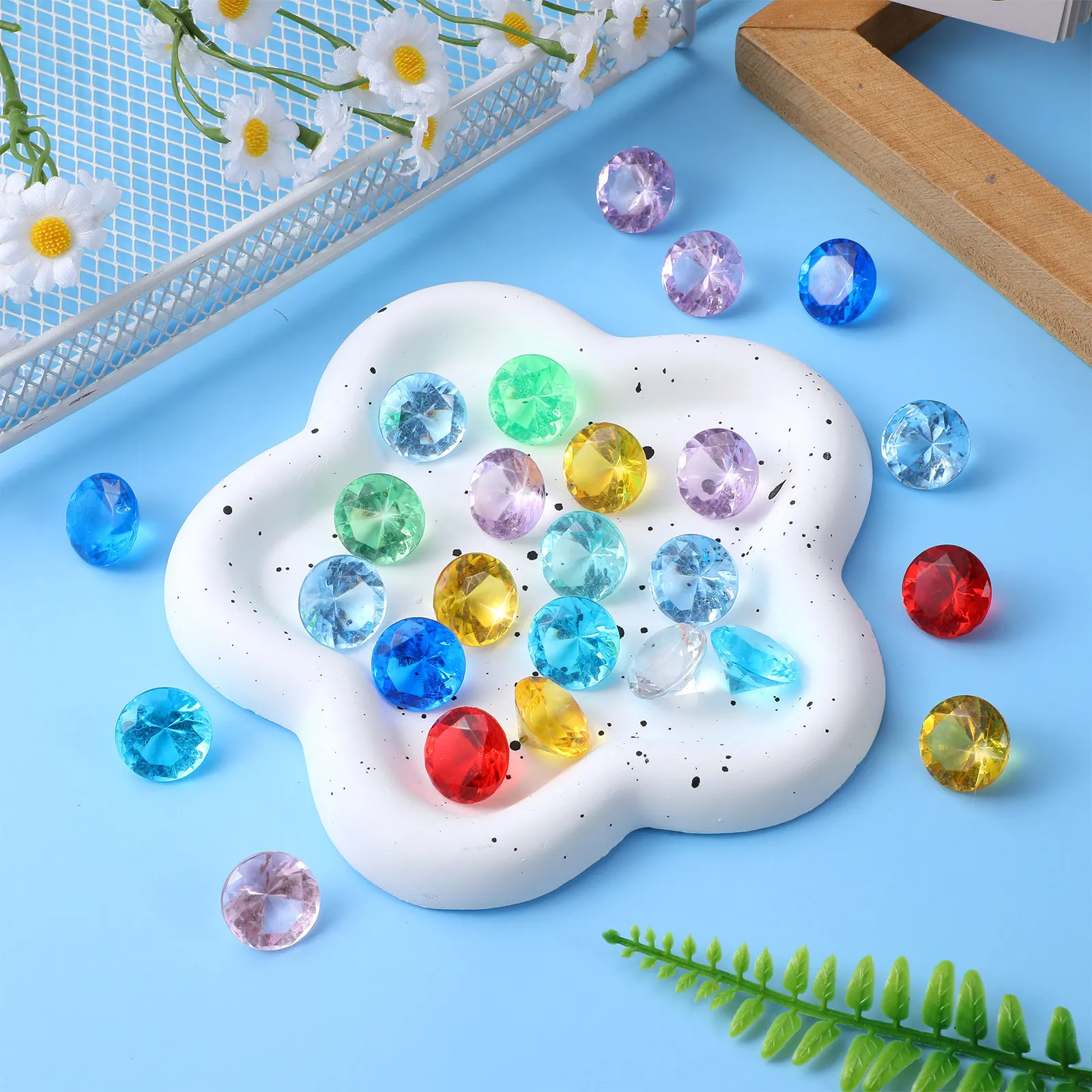 60Pcs 풀 다이빙 보석 아크릴 가짜 다채로운 수중 어린이 여름 장난감 풀 파티 장식 생일