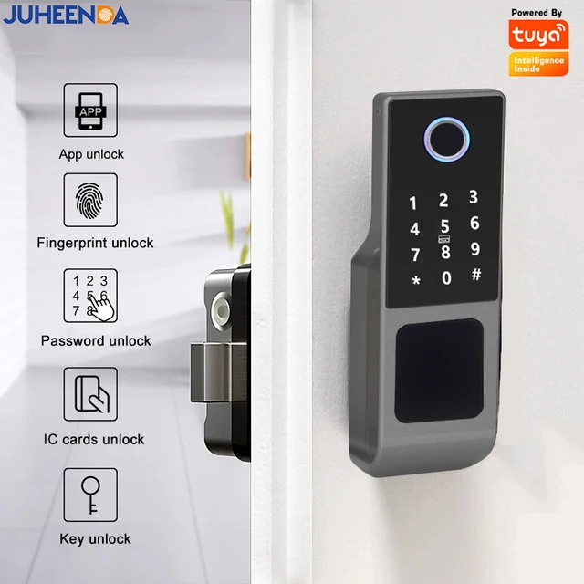 Outdoor Tuya Wifi Waterproof Smart Door Lock Double Side Fingerprint Sensor Digital Code IC Card TTLock App Electronic Gate Lock 2