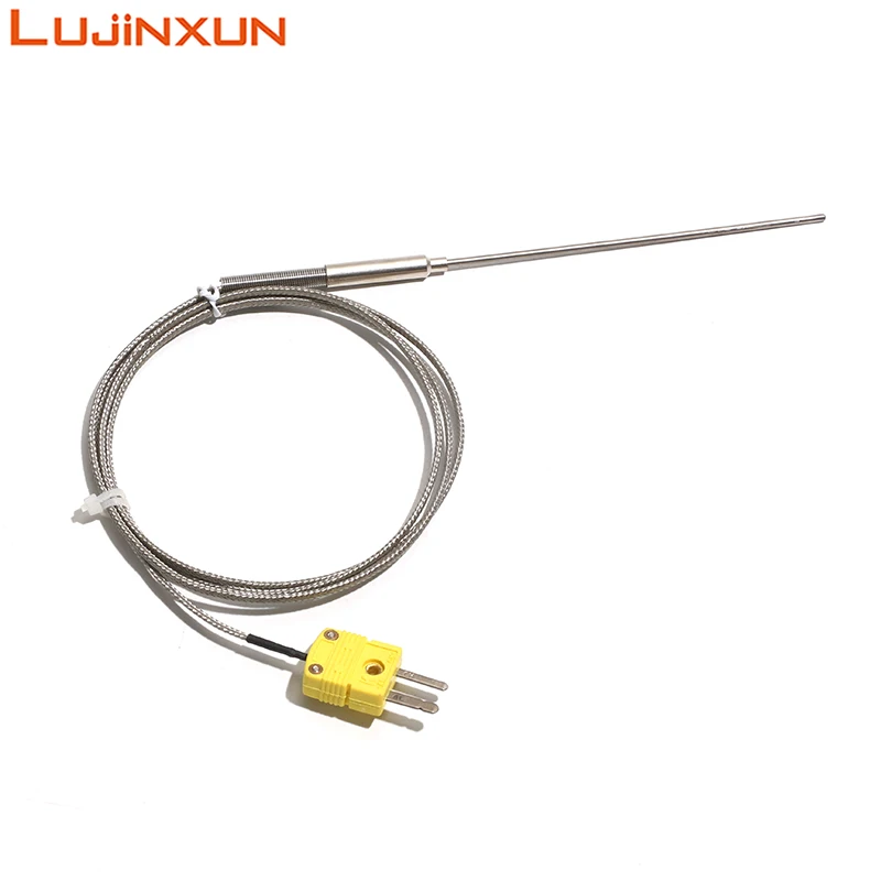 LUJINXUN Flexible Probe Wire Dia.3/4/5mm*50-300mm WRNK-191 K Armoured ThermocoupleÂ Sensor with Mini Plug 1M/1.5M/2M Length 1pc