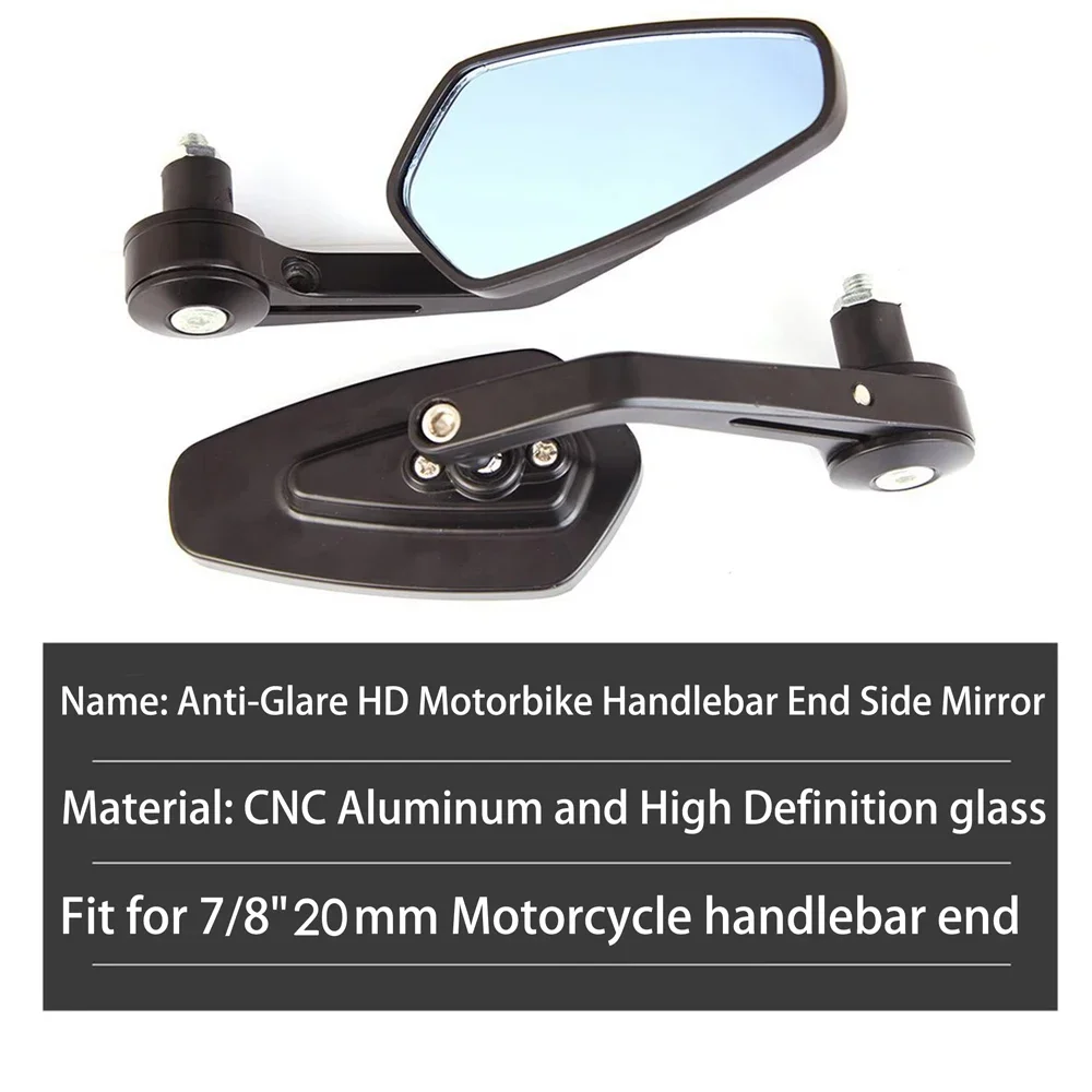 Motorcycle Modification Blue Mirror, Reverse Mirror, Handle Mirror, Oval Suitable for Chunfeng NK250 and NK650, 22mm
