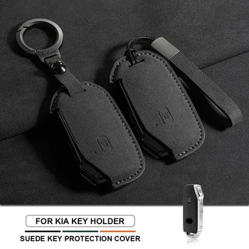 For Kia K3 KX3 KX7 K5 Telluride Telluride SX Sportage R GT Line Seltos Sorento Soul Suede Car Key Case Cover Holder Fob Keychain 1