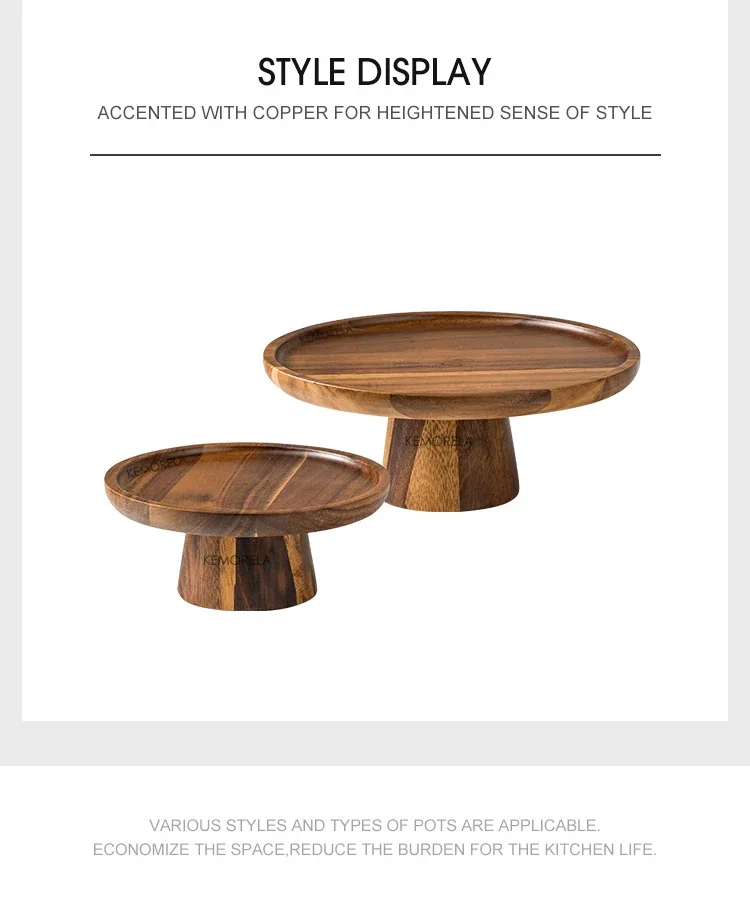 Description Picture 3 of itemCreative High-Foot Cake Plate Acacia Wood Decoration Tea Plate Dessert Table Display Stand Afternoon Tea Fruit Snack Tray