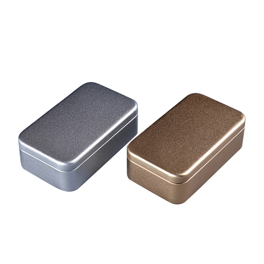 4Pcs 금속 명함 상자 틴플레이트 보관 용기 차 커피 설탕 견과류 카드 홈 오피스 여행 휴대용 밀봉
