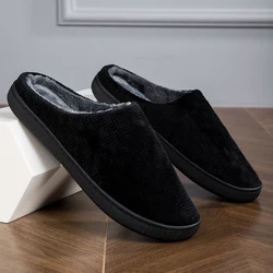 Slippers for Men Round Toe Slip-on Soft Flat  Non-slip Comfortable Keep Warm Wear-Resistant Classic Winter Indoor Recommended