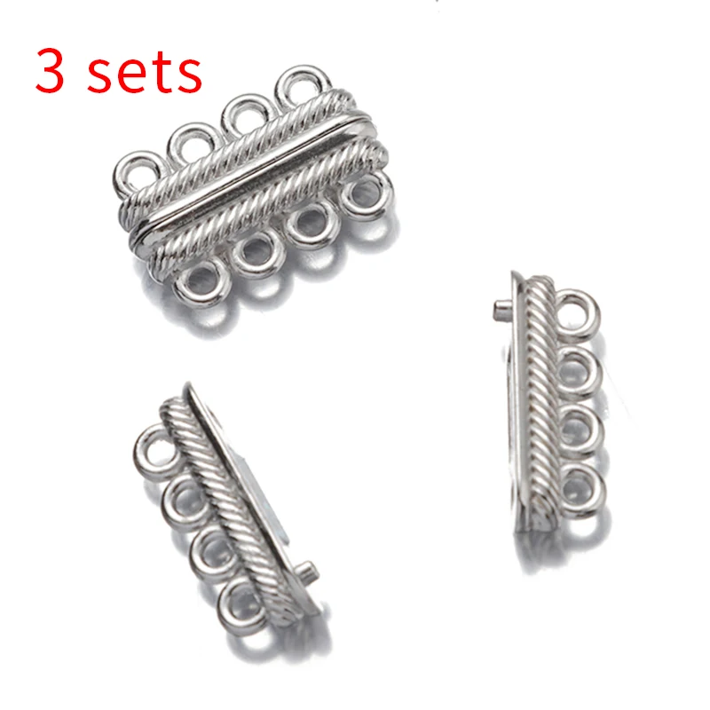 1 Piece 3 Strand Magnetic Clasps, 3 Hole Strong Magnetic Clasps, Multi  Strand Bracelet Closure Magnetic Necklace Clasp, Three Row Clasp D135 