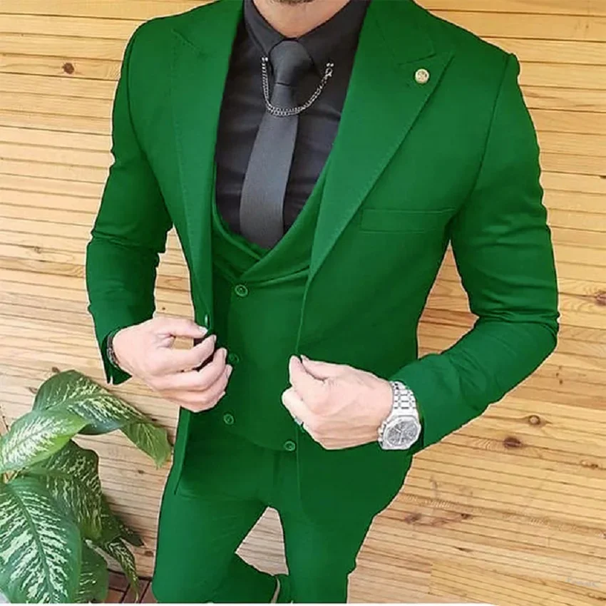 Black Men Suits Groom Wear Tuxedos Prom Dresses Best Man Party Suit Business Suit Three Pieces Suit ( Jacket+Pants+Vest)