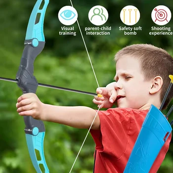 1pc52cm Arco e freccia Giocattolo per bambini Giocattolo per esercitazioni di tiro all'aperto con bersaglio Multigiocatore Competizione Sport Regalo di compleanno per bambini