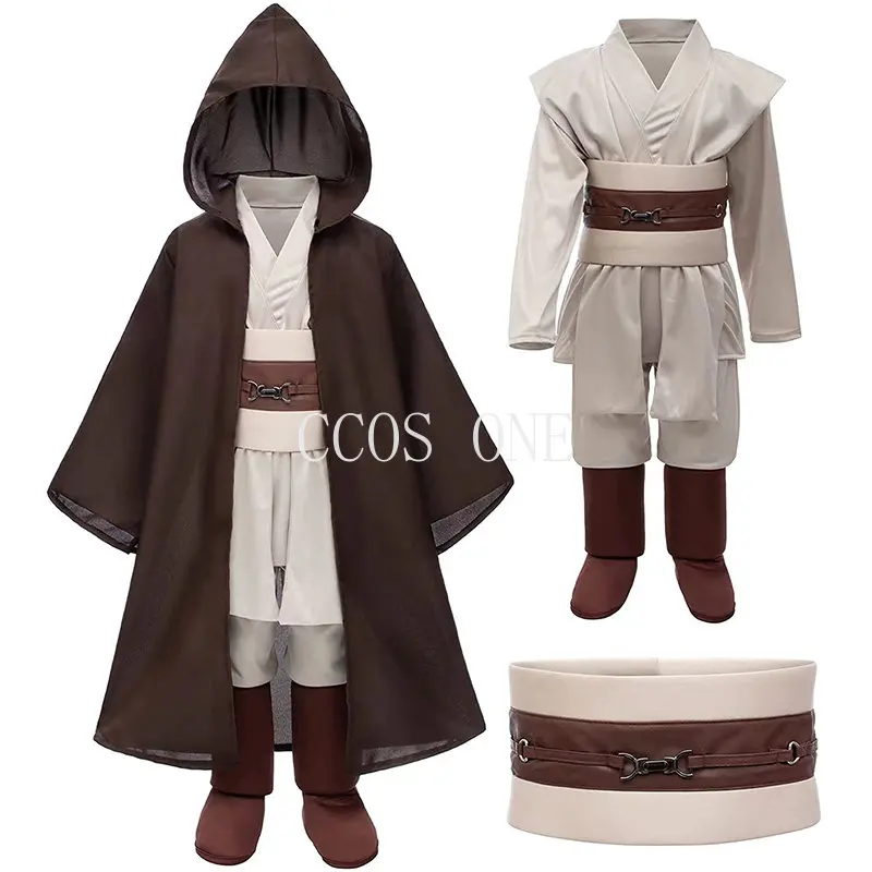 

Kostum Halloween Anak-anak Cosplay Prajurit Jedi Pakaian Jubah Bertudung Setelan Penuh Kostum Pesta Topeng Perang Bintang