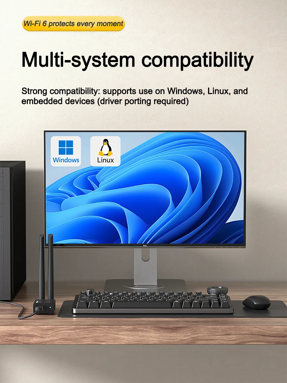 LinkPi 1200Mbps Wireless Network Card Desktop WiFi6 Gigabit 5G Dual-band Network
