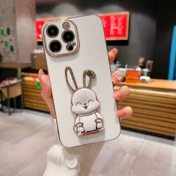 Adorable Rabbit Design Phone Holder Bracket with Plating Cover for Huawei Nova 10 (TZ 6D White)