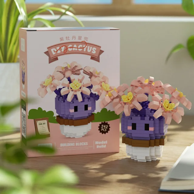 New Product Simulation Succulents, Cactus Building Blocks, Flowers, DIY Educational Assembling Toys, Potted Plant Decorations 5