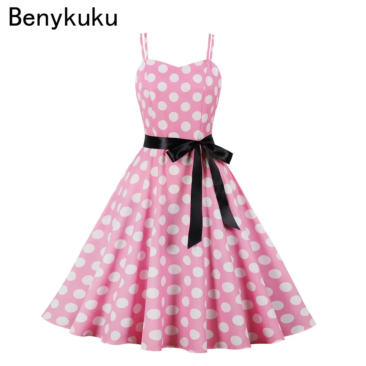 

Polka Dot Vintage Spaghetti Strap Beach Slip Dress Sexy A-Line Pin Up Summer Dresses for Women 2024 Vacation Casual Belted Dress