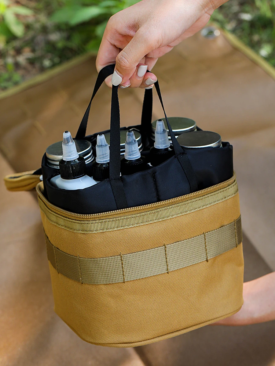 Kosibate Outdoor Camping Seasoning Bottle Bags Portable Picnic Barbecue Spice Jar Storage Handbag (Only Bag) 5