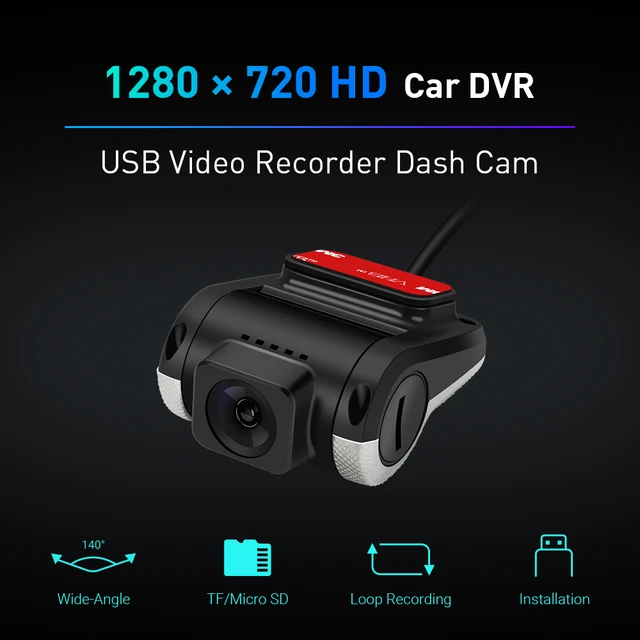 1280x720 In Car DVR Dash Camera USB Mini Recorder with ADAS (DVR030S)